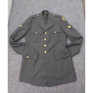 Vtg Army Uniform Coat 44 Long Green Gold Buttons 102nd Infantry Division Ozark